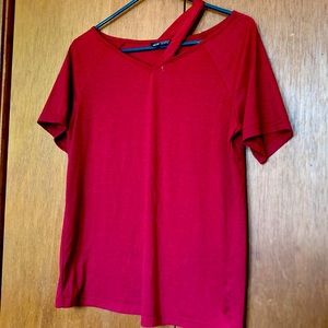 red flowy t-shirt